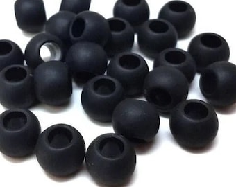 10 Stück 201 Kugel-Abstandsperlen aus Edelstahl – 10 mm x 8 mm – Loch: 5 mm – schwarz matt – anlaufgeschützt! Für Paracord und europäische Perlen