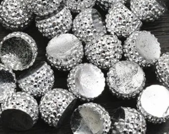 10 pcs Silver Resin Rhinestone Pave Dome Cabochons - 10mm - Half Round Ball