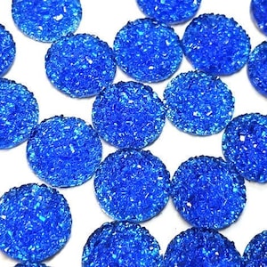 10 stuks Druzy hars versiering cabochons koningsblauw - 12 mm - koepel cirkel