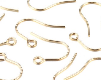 Lot de 100 crochets d'oreilles dorés en acier inoxydable 304 avec trou pour boucle - 18 mm x 18 mm - Résistant au ternissement. Plaqué Or 18K