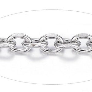 10M (32.8ft) - 304 Stainless Steel Silver Tone Cable Chain - 4mm x 3mm Links - 18 ga (0.8mm) Hypoallergenic! Tarnish Resistant!