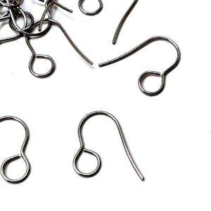 50 pcs 304 Stainless Steel Earring Hooks with Loop Hole - 19mm x 14mm - Large Loop: 6mm - Gunmetal