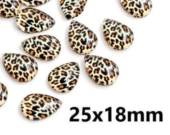 25mm x 18mm 1 x 0.7 Lot of 10 Teardrop Clear Glass Dome Seals Tiles Cabochons Drop - Sand