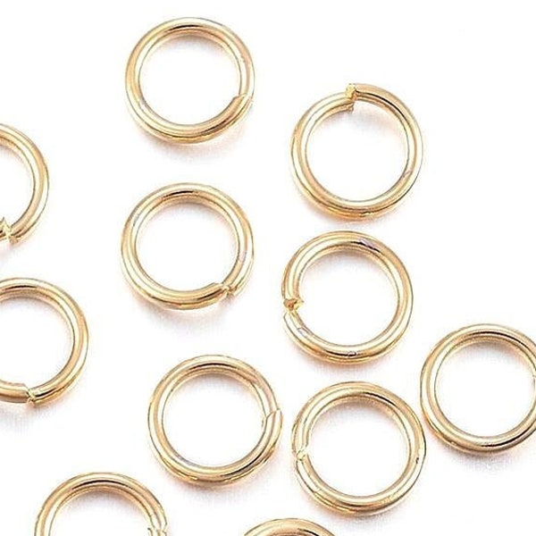 50 pcs 304 Stainless Steel Open Jump Rings 5mm - 18 Gauge (1mm Thick) - Gold Plated - High Quality!