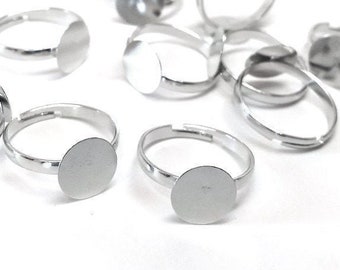 50Pcs Silver Tone Metal Adjustable Ring With Blank Glue On Pad 6mm 8mm 10mm 12mm 50Pcs Silver Tone Metal Adjustable Ring With Blank Glue On Pad 6mm 8mm 10mm 12mm
