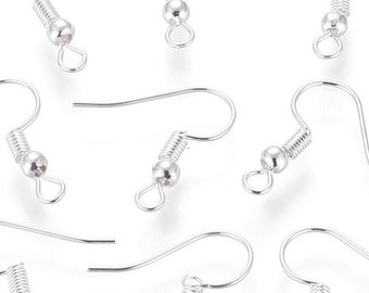 100 Pairs Silver Plated Earring Wire Hooks 16x15mm