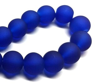 Transparent Smooth Round Glass Spacer Filler Beads Cobalt Royal Blue 10mm