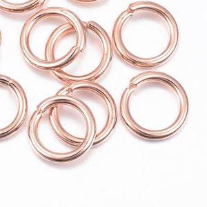 20 pcs 304 Stainless Steel Rose Gold Plated Open Jump Rings 8mm - 16 Gauge (1.2mm Thick) - Rose Gold Plated - High Quality!