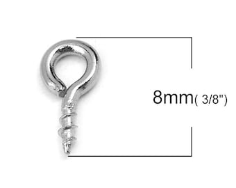 100 10X5mm  High Quality Tiny Small Steel Screw Eyes Bail Silver Colour Hooks 