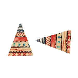 10 pcs. Gold Plated Multicolor Enamel Triangle Metal Dangle Charms Pendants - 25mm x 18mm - 1&quot; - Tribal - For Earrings, Necklaces, Dangles!