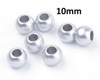 4.8mm Hole Fit Paracord 100 Silver Matte Acrylic Barrel Spacer Beads 9mm