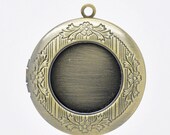 SALE - 10 pcs Antique Bronze Carved Flower Ornamented Pendant Picture Photo Locket Box Charm Pendants - For 20mm and 24mm Settings