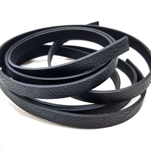 1M (3.28 FT) - Black FLAT Faux Leather Jewelry Cord - 10mm Wide - SOLID
