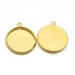 5 pcs. 304 Stainless Steel Circle Round Bezel Pendant Tags Trays - Golden - 16mm Glue Pad Setting - Tarnish Resistant! 