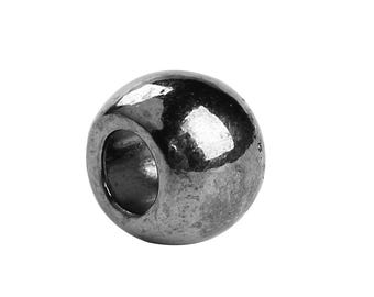 50 pcs Gunmetal Metal Smooth Ball Spacer Beads - 10mm - Large Hole: 4.4mm - Fits European Cords and Paracord!