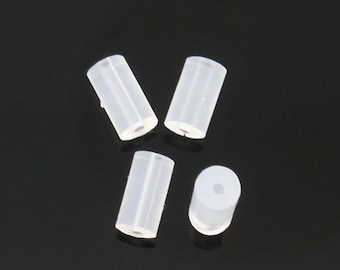 1000 pcs (500 Pairs) Clear Rubber Earring Back Stoppers - 4mm x 2mm - Tube Shape