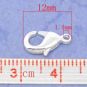 50 pcs. Silver Plated Lobster Clasps - 12mm X 7mm - Made of Brass! Very high quality! Claw Clasps