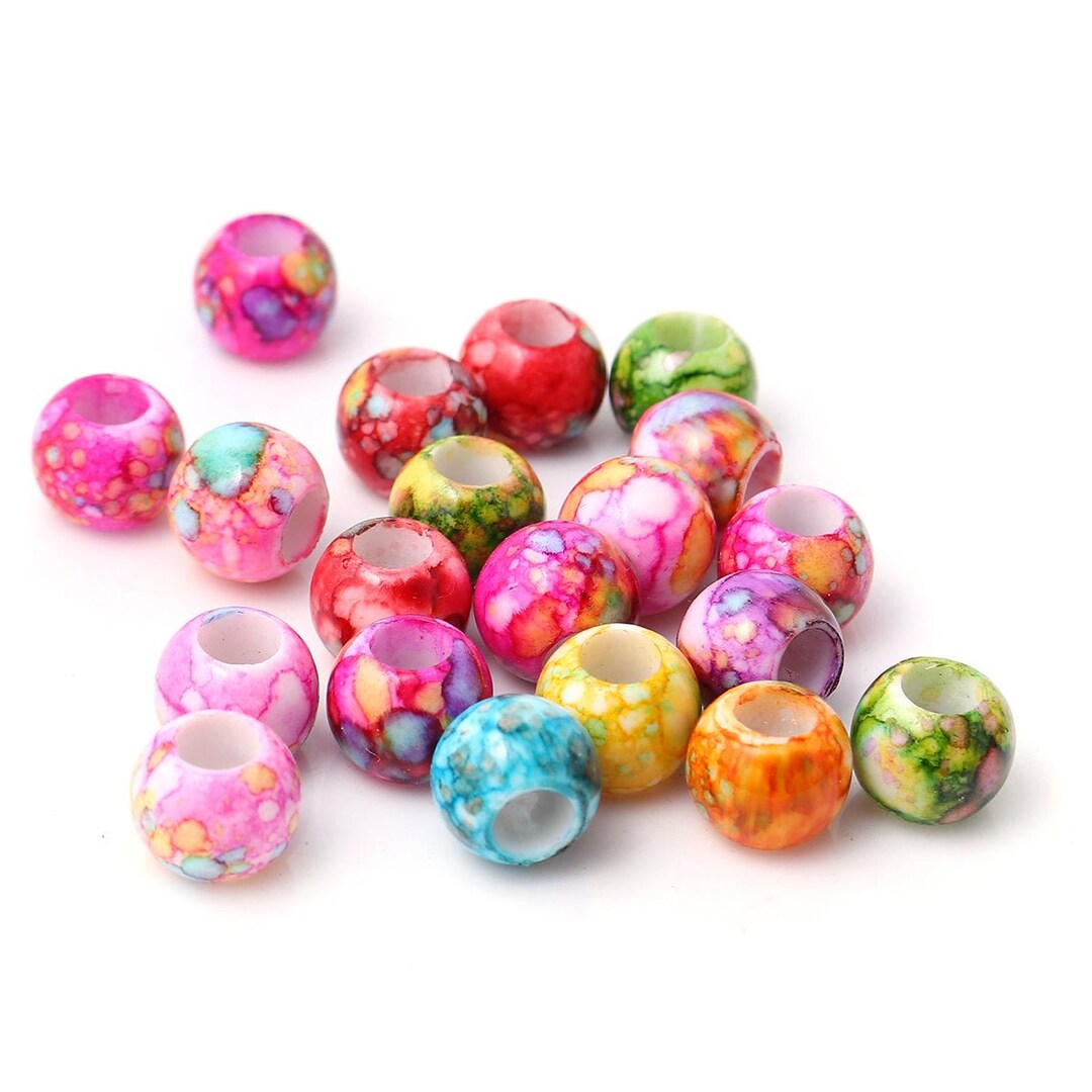 European Large Hole Beads 200Pcs Mixed Color Glass Craft Beads Assortments  Large Hole Spacer Beads Rhinestone Craft Beads for DIY Charms Bracelet