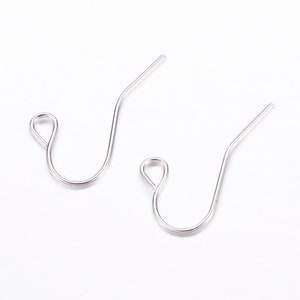 100 pcs Silver Plated Earring Hooks with Loop Hole - 17mm x 12mm -  Hole Size: 2mm
