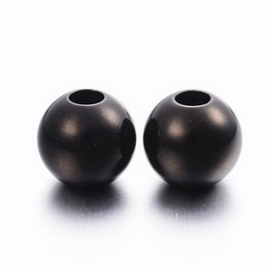 10 Stück 304 Edelstahl Kugel Spacer Perlen - 12mm x 11mm - Loch: 4,8mm - Schwarz Matt - Ideal für Paracord!