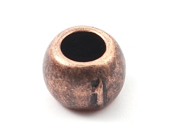 20 pcs Antique Copper Metal Ball Spacer Beads - 10mm - Large Hole: 5mm - Fits European Cords and Paracord!