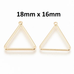 10 pcs Gold Plated Triangle Metal Dangle Charms Pendants - 18mm x 16mm - 0.71" - Great for Fringe Earrings, Necklaces, Dangles!