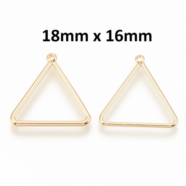 10 pcs Gold Plated Triangle Metal Dangle Charms Pendants - 18mm x 16mm - 0.71" - Great for Fringe Earrings, Necklaces, Dangles!