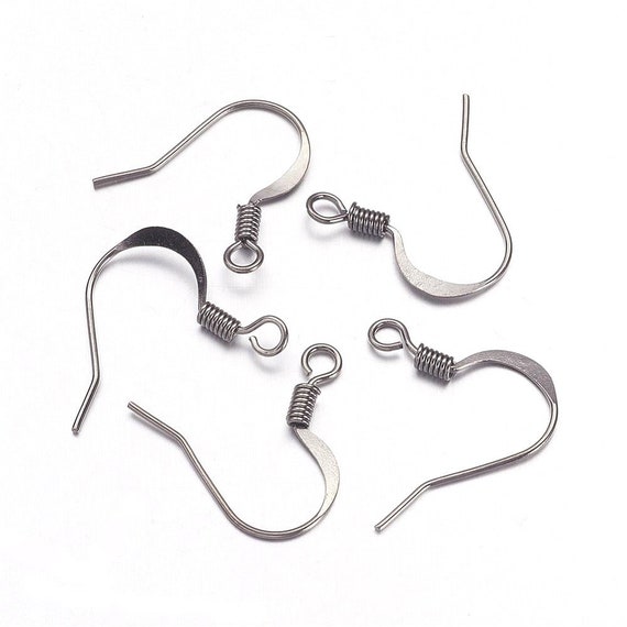 200 pcs 100 pairs Gunmetal with Flat Earring Hooks 19mm x 18mm Hole Size 2mm 0.7mm Thick 21 Gauge