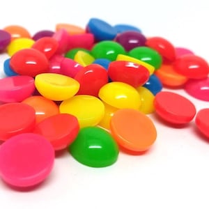 50 pcs Resin Embellishment Cabochons Assortment - 12mm - 5mm Thick - Mix of Solid Colors! Solid Candy Look
