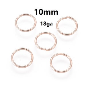 50 anelli di salto aperti in acciaio inossidabile 304 da 10 mm - calibro 18 (spessore 1 mm) - oro rosa - resistente all&#39;appannamento!