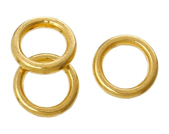 100 pcs Gold Plated Soldered Closed Jump Rings - 6mm - 18 Gauge (1.2mm Thick)