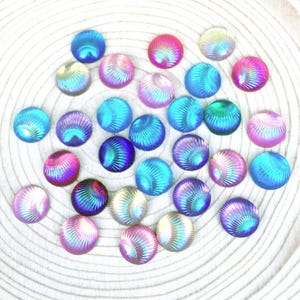 10 cabujones de resina para decorar, surtido multicolor, 10 mm, diseño de concha