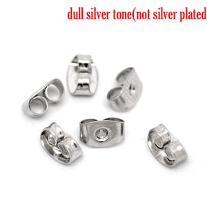 100 pcs (50 Pairs) Silver Tone Ear Nuts - 6mm x 5mm - Earring Stoppers! - Butterfly Design