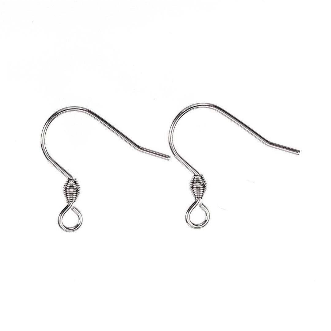 50 Pcs 304 Stainless Steel Silver Tone Earring Hooks With - Etsy
