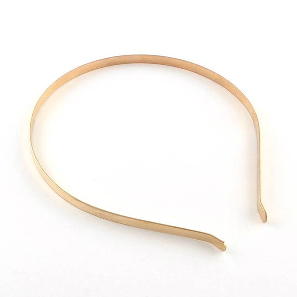 Thin - 10 pcs. - Gold Golden Tone Iron Headbands - 4mm wide - 110mm diameter (4.33 inch)