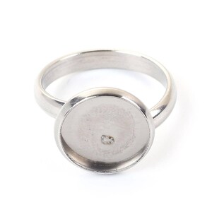1 pc. 304 Stainless Steel Cabochon Setting Bezel RING bases - Ring Size 7 US - Glue Pad 12mm - Hypoallergenic! Tarnish Resistant!