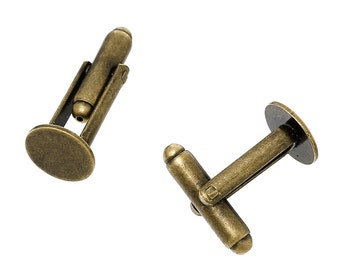 Lot of 10 Antique Bronze Plated Cuff Links (5 pairs) - 10mm Glue Pad