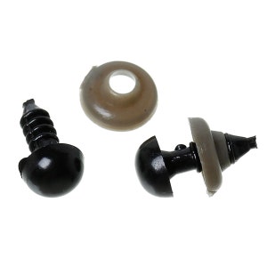 6 sets  (12 pieces) Black Safety Eyes and Backs for Doll and Toy Making - 8mm - 14x8mm - 14mm