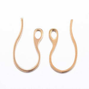 10 pcs 304 Stainless Steel Earring Hooks with Loop Hole - Gold - 22mm x 11mm - Hole Size: 2.5mm x 3.5mm - Tarnish Resistant!