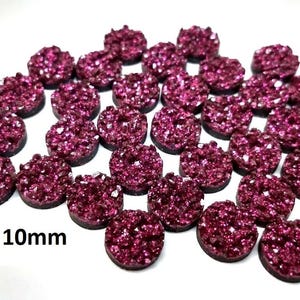 10 cabujones de resina drusa para decorar, color baya, rojo y morado, 10 mm