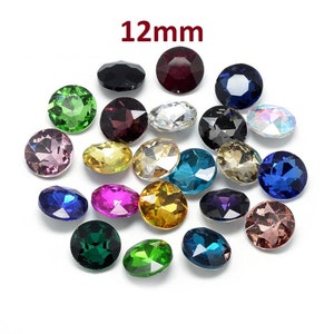 10 pcs. Glass Rhinestone Assortment Faceted Rhinestone Cabochons - Glass Pointed Back - 12mm