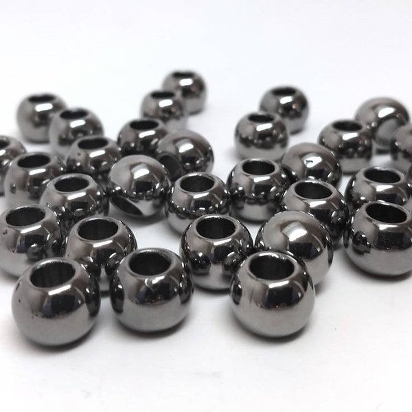 75 pièces de perles de gomme à bulles en acrylique rondes en métal de couleur bronze - 11 mm x 9 mm - Taille du trou : 5,7 mm - Convient aux cordons européens et à la paracorde !