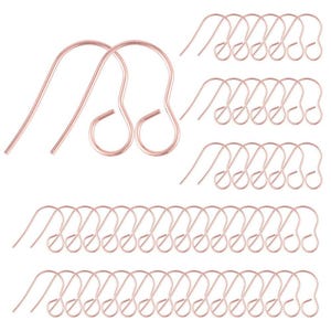 100 ganchos para pendientes de acero inoxidable 316 con argolla - 18 mm x 15 mm - Argolla grande: 4,6 mm - Oro rosa
