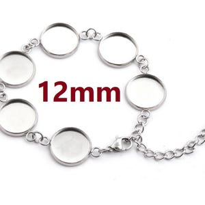 3 pcs. 304 Stainless Steel Silver Tone Chain Bracelets - 6.1&quot; (15.5cm) - 12mm Bezels - Extends to 7.09&quot; (20cm) with Extender Chain!