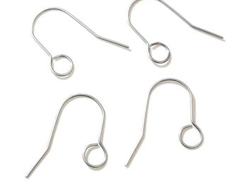 50 pcs 304 Stainless Steel Earring Hooks with Loop Hole - 27mm x 20mm - Large Loop: 6mm