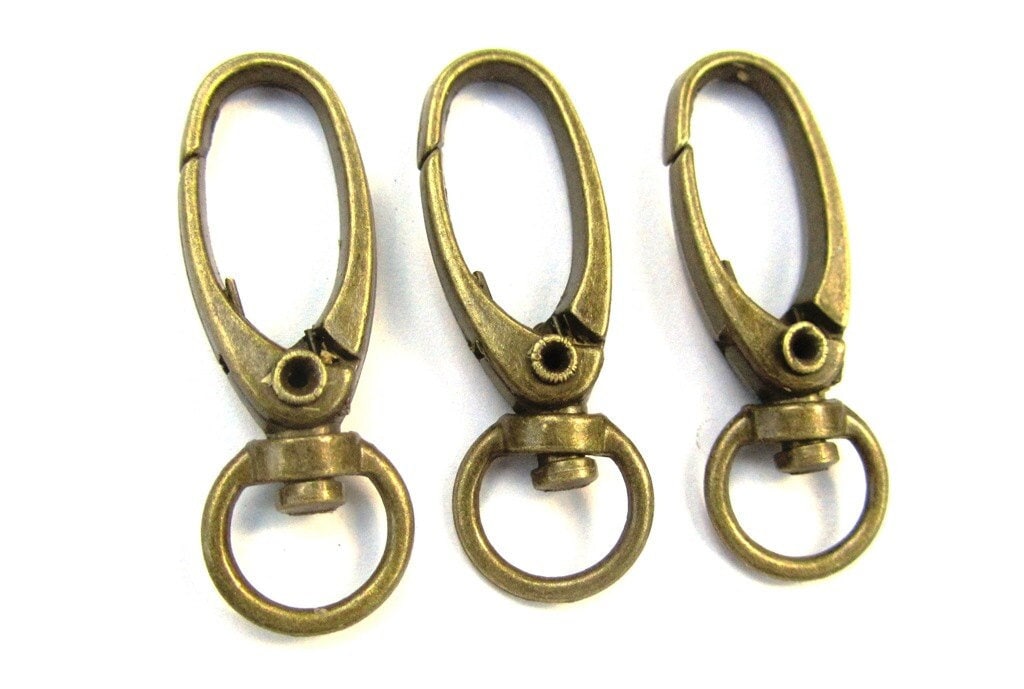 10 Swivel Clips 1.5 Inch With 25mm Key Ring in Antique Bronze