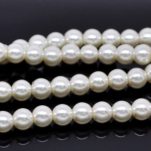 10mm Ivory Glass Pearl Imitation Round Beads - 16 inch strand - Approx. 40 beads per strand