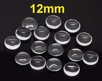 Lot of 100 Circle Clear Round Glass Dome Seals Tiles - 12mm (0.5 in)