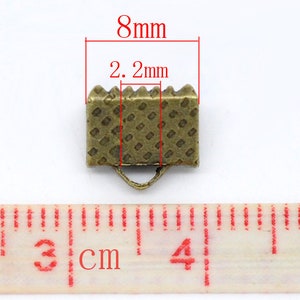 100 pcs. Antique Bronze Textured Ribbon Crimp End Caps - 8mm x 8mm - Great for 8mm Ribbons and Cords!
