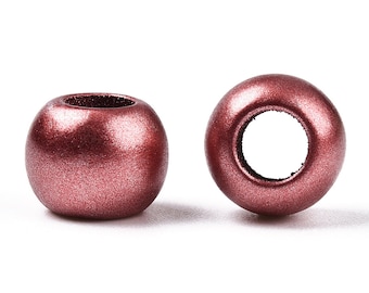 100 Stück rote, matte Acryl-Kugel-Abstandsperlen – 10 mm – großes Loch: 4,7 mm – passend für europäische Schnüre und Paracord!